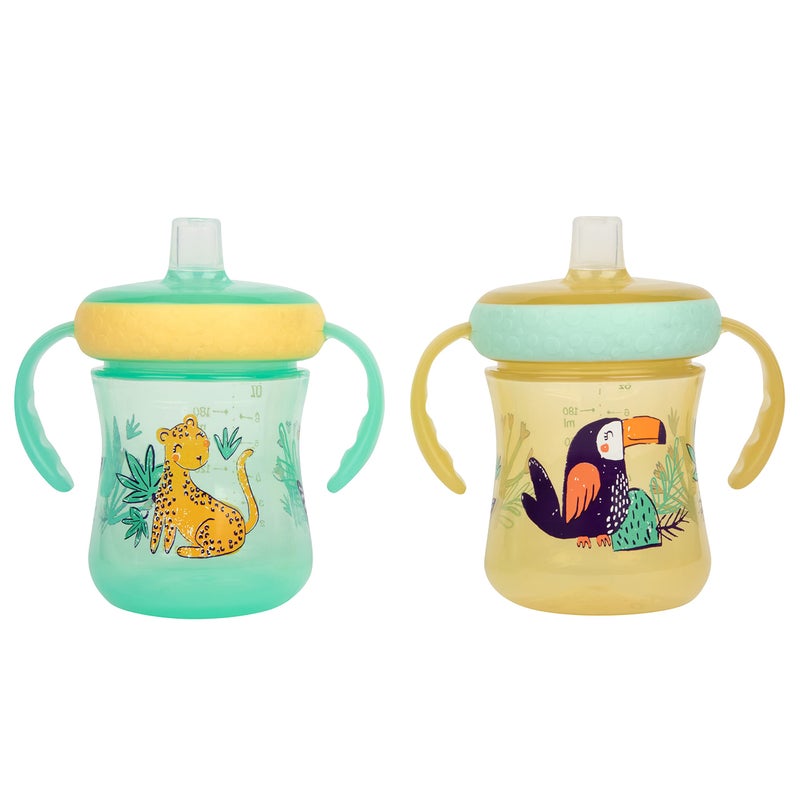 The First Years Soft Spout Trainer Toddler Cups - Leopard and Toucan -Jungle Themed Trainer Sippy Cups for Toddlers - 2 Count - Image 1
