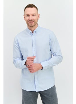 Men Regular Fit Solid Long Sleeves Casual Shirt, Light Blue