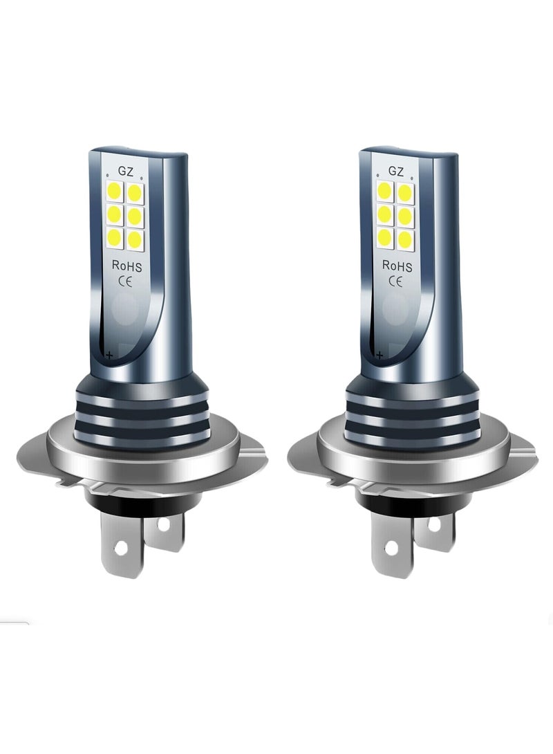 قطعتان من لمبات الضباب LED H7 – قدرة 110 واط عالية، ضوء أبيض فائق السطوع 6000K، مصباح قيادة محسّن للرؤية للسيارات والشاحنات وسيارات الدفع الرباعي - Image 1