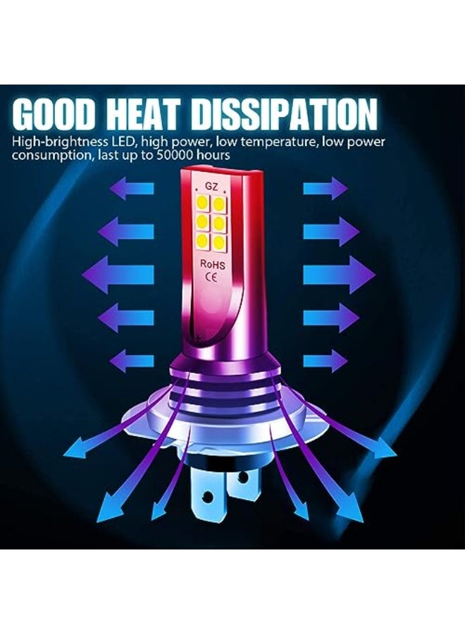 قطعتان من لمبات الضباب LED H7 – قدرة 110 واط عالية، ضوء أبيض فائق السطوع 6000K، مصباح قيادة محسّن للرؤية للسيارات والشاحنات وسيارات الدفع الرباعي - Image 4