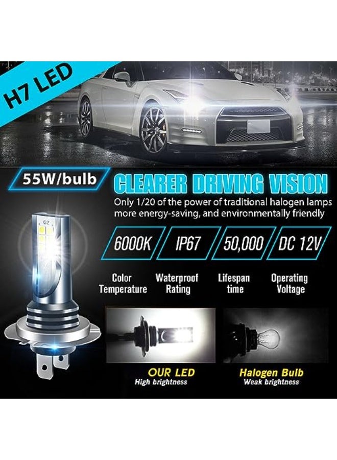 قطعتان من لمبات الضباب LED H7 – قدرة 110 واط عالية، ضوء أبيض فائق السطوع 6000K، مصباح قيادة محسّن للرؤية للسيارات والشاحنات وسيارات الدفع الرباعي - Image 3