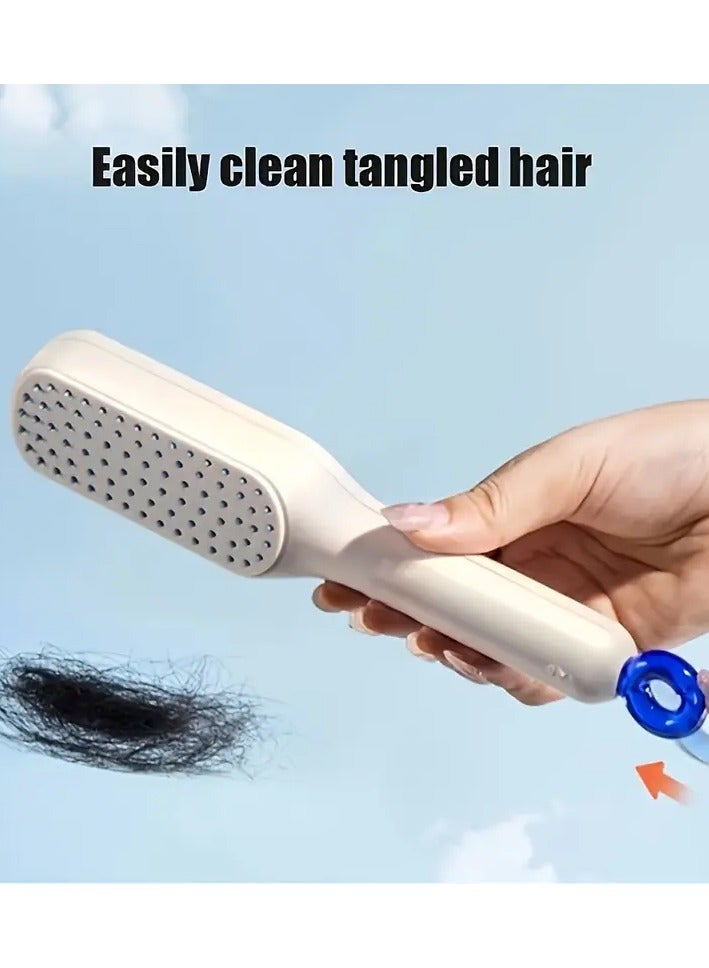 Goolsky Self-Cleaning Anti-Static Massage Hair Brush - Retractable Rotating Finishing Comb for All Hair Types, Durable ABS Plastic Handle, Rubber Bristles - Image 4