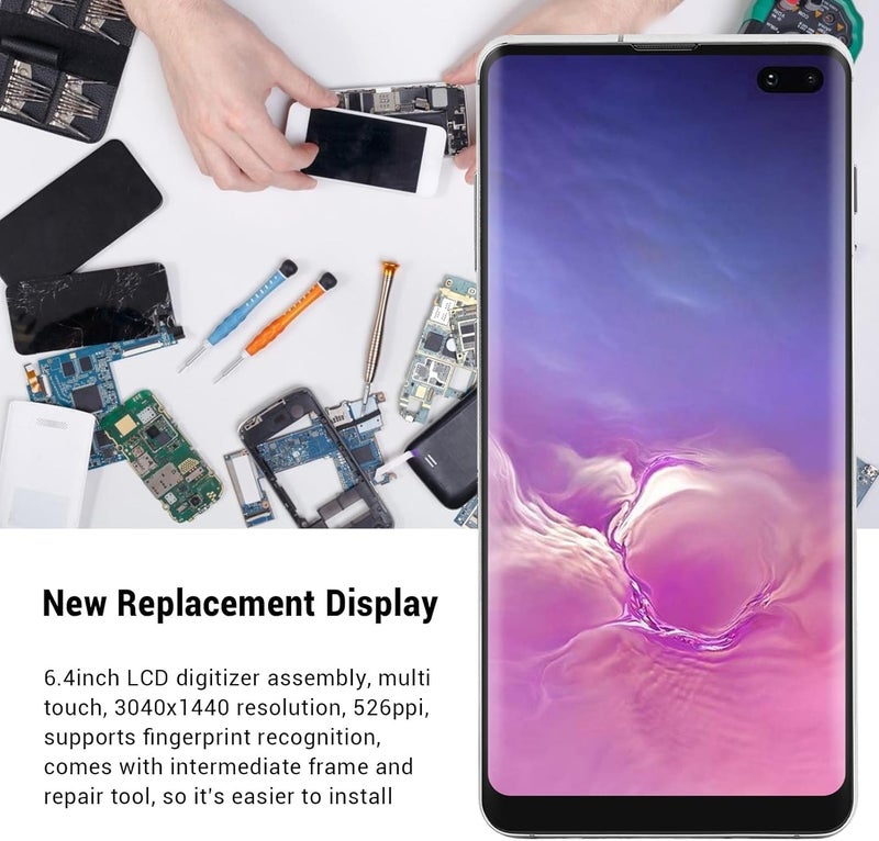 جياو استبدال شاشة Jiawu لجهاز S10 Plus، تجميع كامل لاستبدال شاشة الهاتف مقاس 6.4 بوصة مع أدوات الإصلاح، شاشة LCD مع الرقمنة وإطار مقاوم للماء (فضي) - Image 5