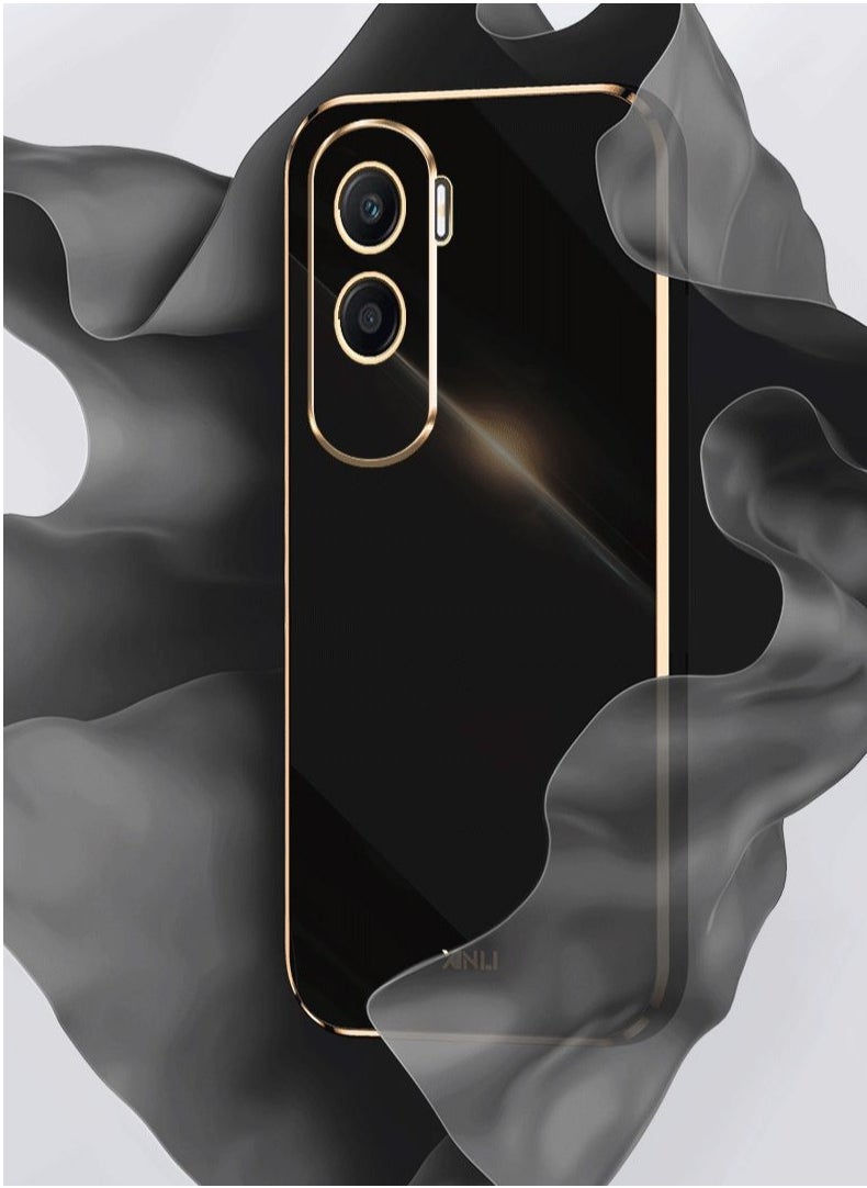 ICARLUS For Honor 90 Lite 5G Case Glossy Electroplating TPU Protective Cover Gold-Black  - Image 2