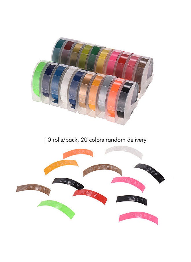 Generic 3D Plastic Embossing Label Tape Refill for DYMO 12965 1610 Label Maker with 3/8 Inch * 9.8 feet, 10 Roll (Random Color Delivery)  - Image 3