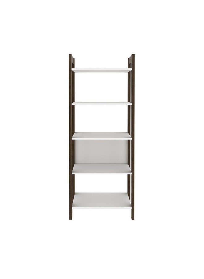 DANUBE HOME Lean 4 Tier Bookcase Display Cabinet Modern Design Wooden Organiser Cupboard Multifunctional Display Rack Bookcase For Home Office L 65x35.5x165.5 Cm White/Walnut - Image 3