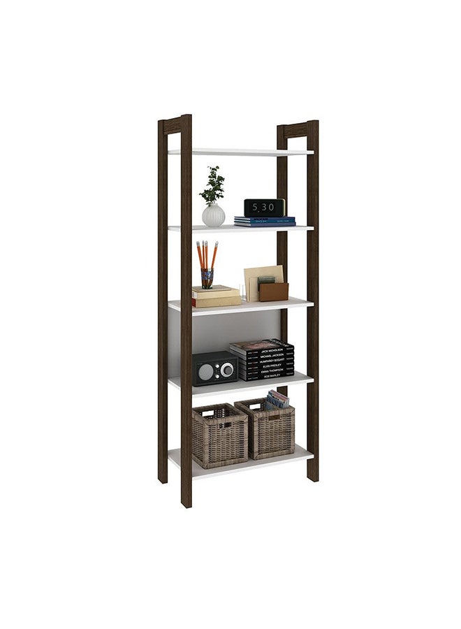 DANUBE HOME Lean 4 Tier Bookcase Display Cabinet Modern Design Wooden Organiser Cupboard Multifunctional Display Rack Bookcase For Home Office L 65x35.5x165.5 Cm White/Walnut - Image 4