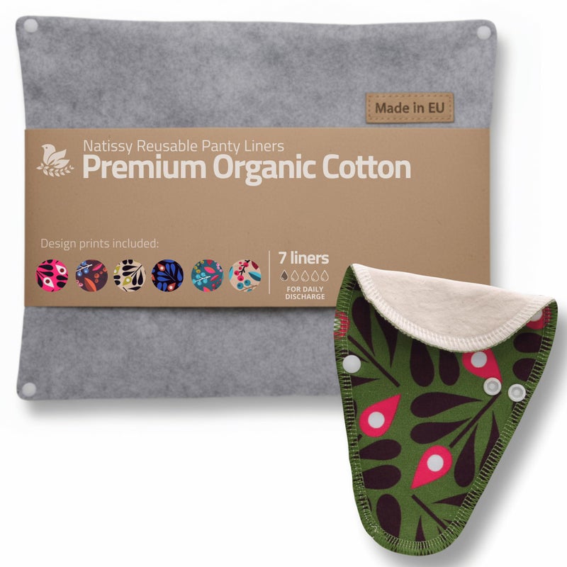 Natissy Made in EU UltraSoft Reusable Panty Liners Tanga 7Pack HighTemp Washable Cloth Panty Liners for Women Breathable SecureFit Organic Cotton Keeps You Fresh Dry for Daily Vaginal Discharge - Image 3