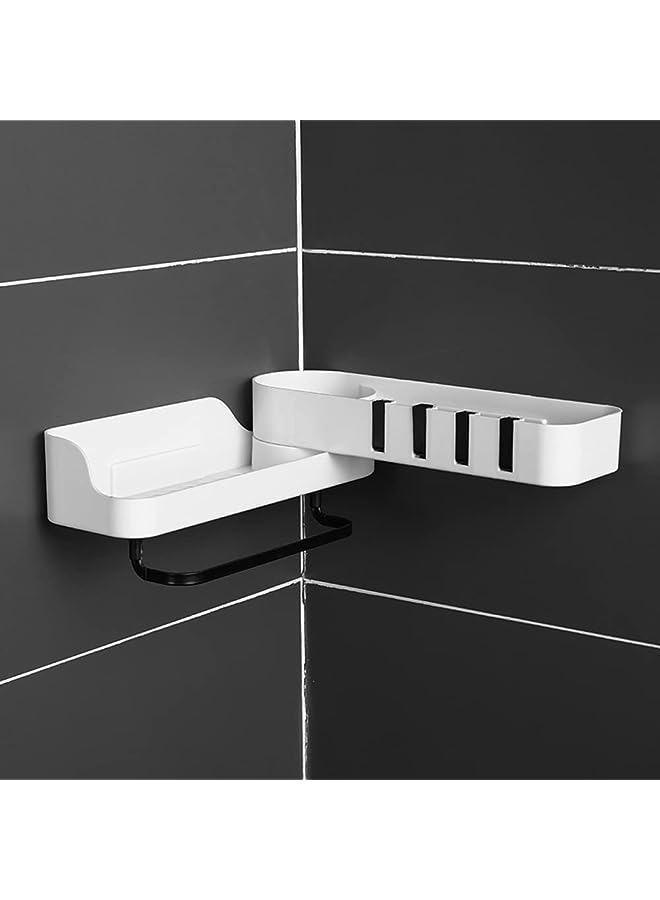 vesus Shower Shelf with Towel Bar,Expandable Corner Shelves Organizers Adhesive Shelf Storage,Wall Mounted Shower Caddy Kitchen Spice Rack  - Image 1