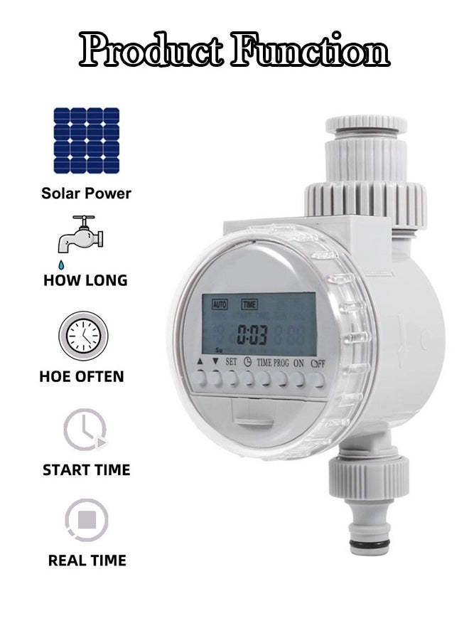 Generic - Solar Powered Automatic Watering Timer, Solar Powered Irrigation Timer Controller, Digital Irrigation Timer System with LCD Digital Display for Plants Flowers at Garden for Home Lawn - Image 1
