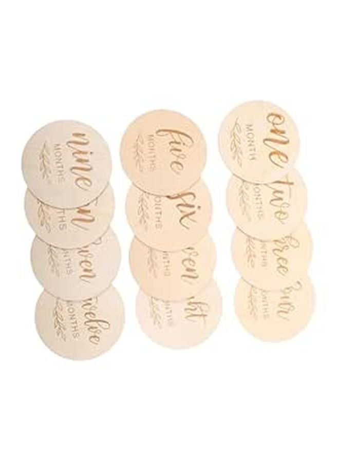 Wooden Baby Milestone Cards 12Pcs Monthly Photo Props Newborn Growth Signs Keepsake - Image 1