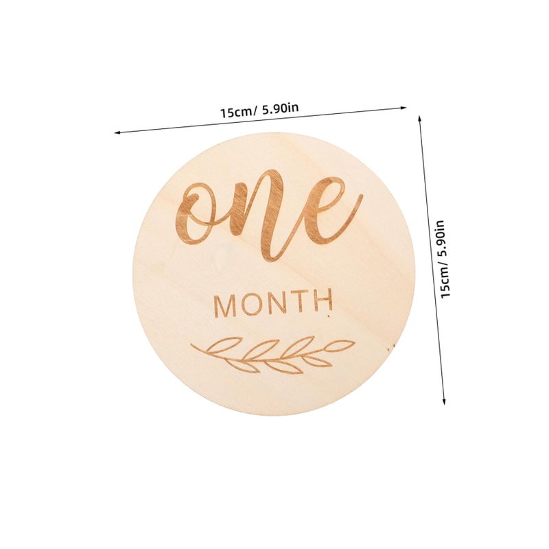 Wooden Baby Milestone Cards 12Pcs Monthly Photo Props Newborn Growth Signs Keepsake - Image 3