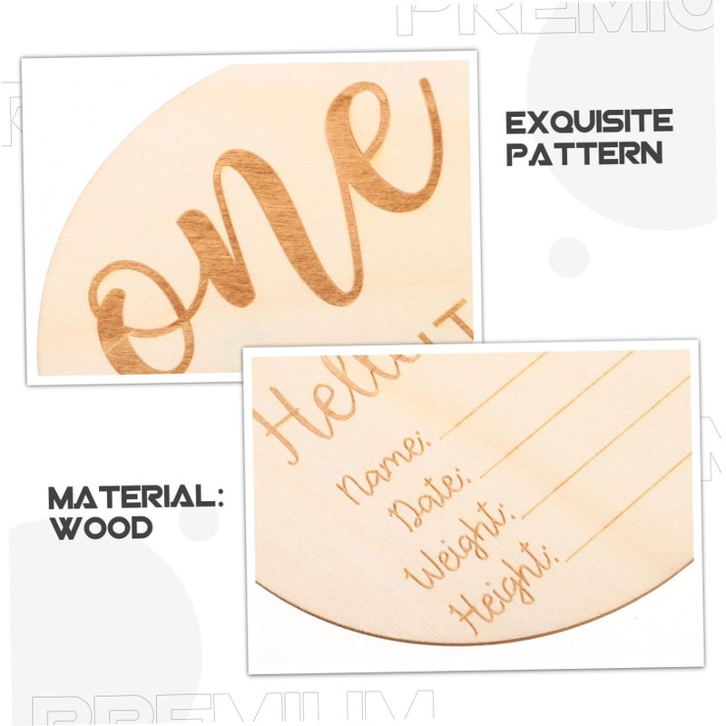 Wooden Baby Milestone Cards 12Pcs Monthly Photo Props Newborn Growth Signs Keepsake - Image 4