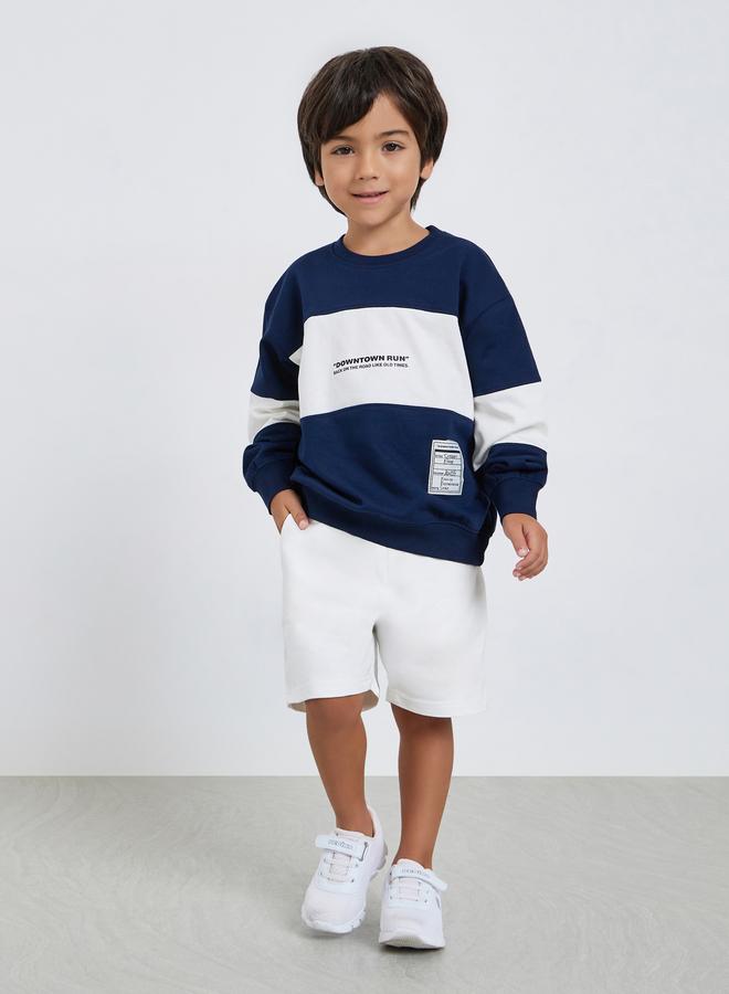 Styli Boys Navy Blue Color Block Sweatshirt - Image 2