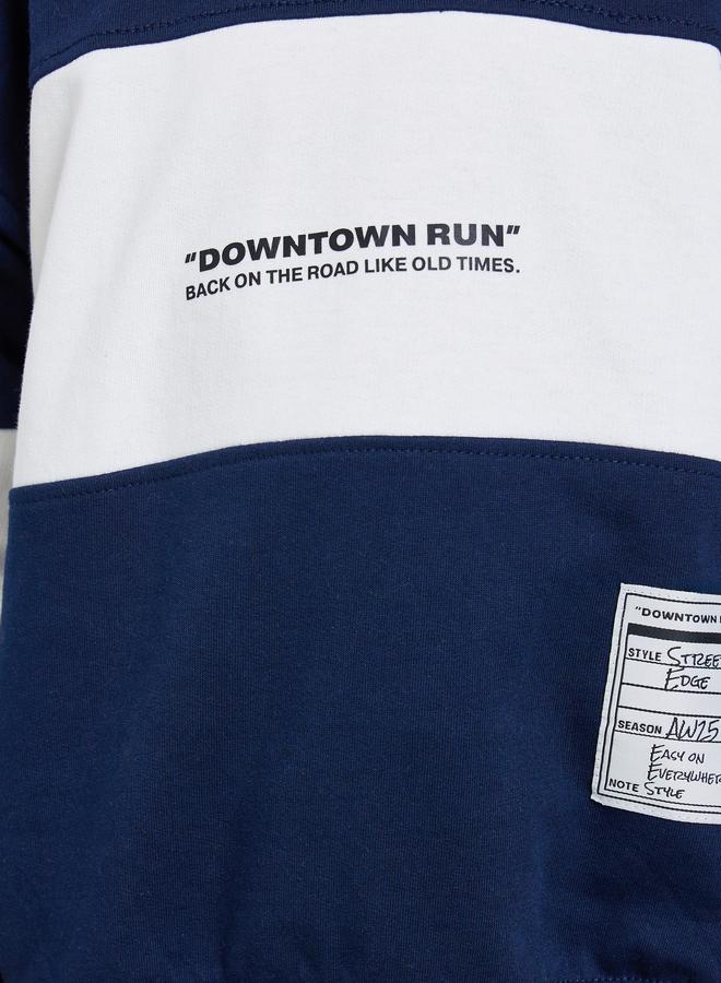 Styli Boys Navy Blue Color Block Sweatshirt - Image 3