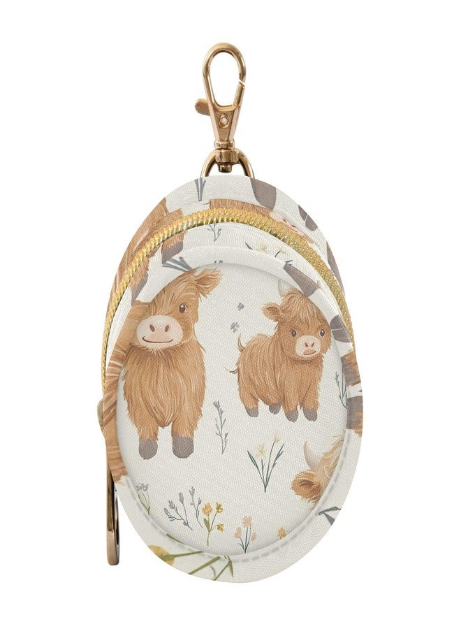 YETTASBIN Cute Highland Cow Portable Pacifier Holder Case with Metal Hook Buckle & Zipper for Diaper Bag and Stroller, Versatile All-in-One Travel-Friendily Baby Pacifier Pouch for Boy Girl - Image 1