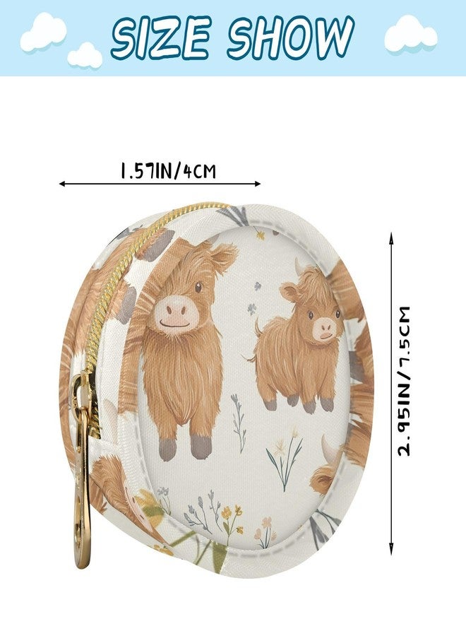 YETTASBIN Cute Highland Cow Portable Pacifier Holder Case with Metal Hook Buckle & Zipper for Diaper Bag and Stroller, Versatile All-in-One Travel-Friendily Baby Pacifier Pouch for Boy Girl - Image 3