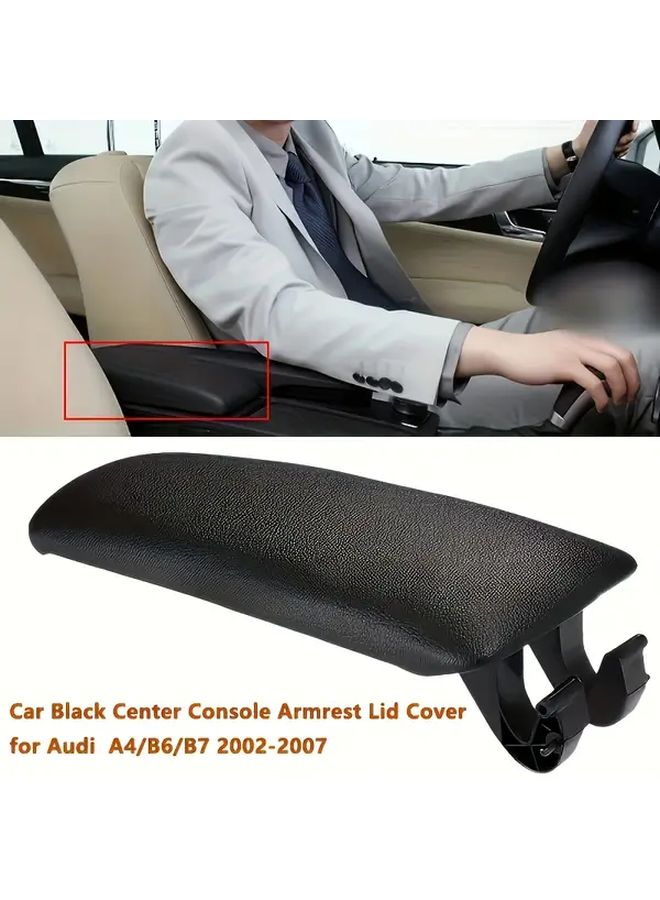 Black Car Leather Center Console Armrest Box Cover With Latch Clip For Audi A4 B6 B7 - Image 1