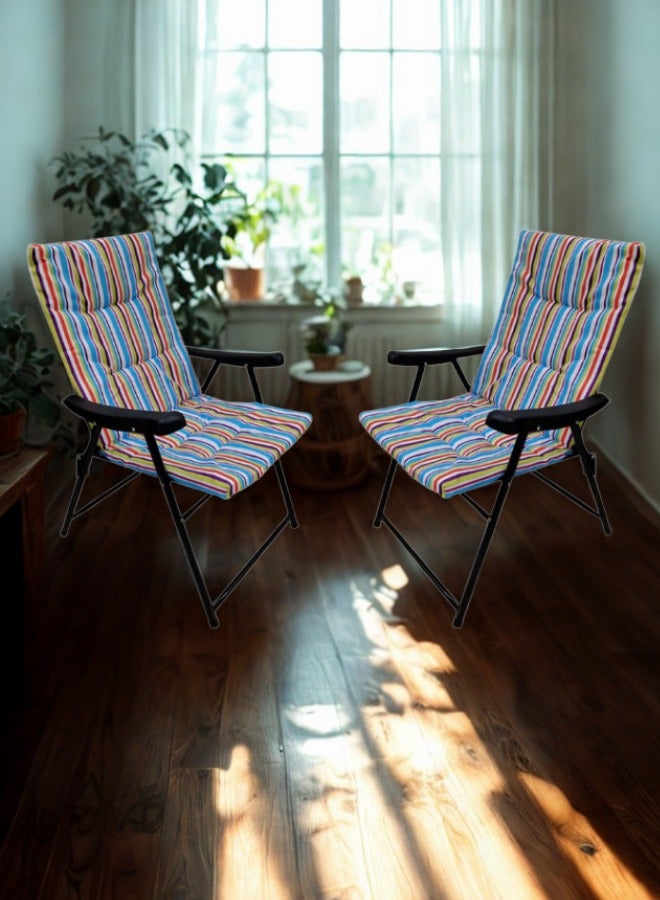 SMART HOME Folding Camping Chair Set of 2 - Lightweight, High-Backed, Padded Camping Chair for Outdoor Camping, Beach Camping, and Hiking (Color Matches Picture) - Image 1