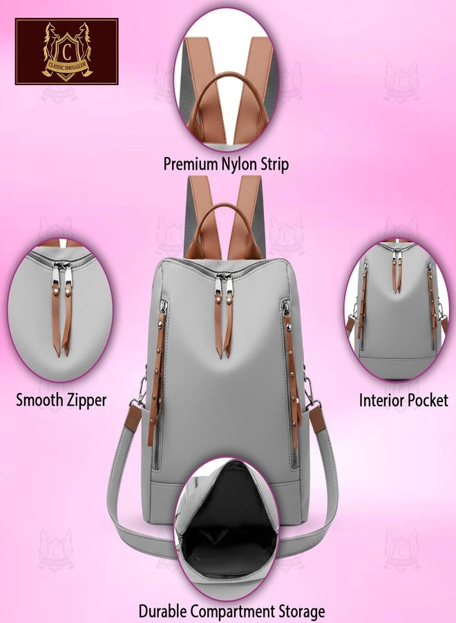 CLASSIC SMUGGLER Backpack Bags for Women/Girls Stylish Shoulder Sling Handbag Purse Office Travel College Daily-Use Convertible 13 Inch Laptop Backpacks Corporate (Grey-Classic) - Image 3