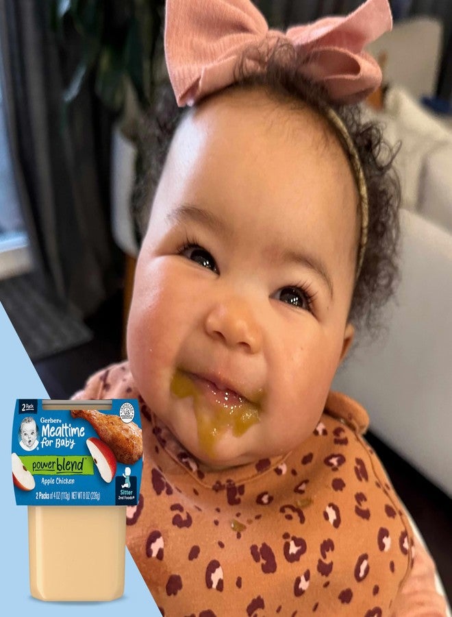 Gerber طعام الأطفال جيربر، الأطعمة الثانية، عشاء، هريس دجاج بالتفاح، 4 أونصات، عبوات 2، (عبوة من 8)  - Image 2
