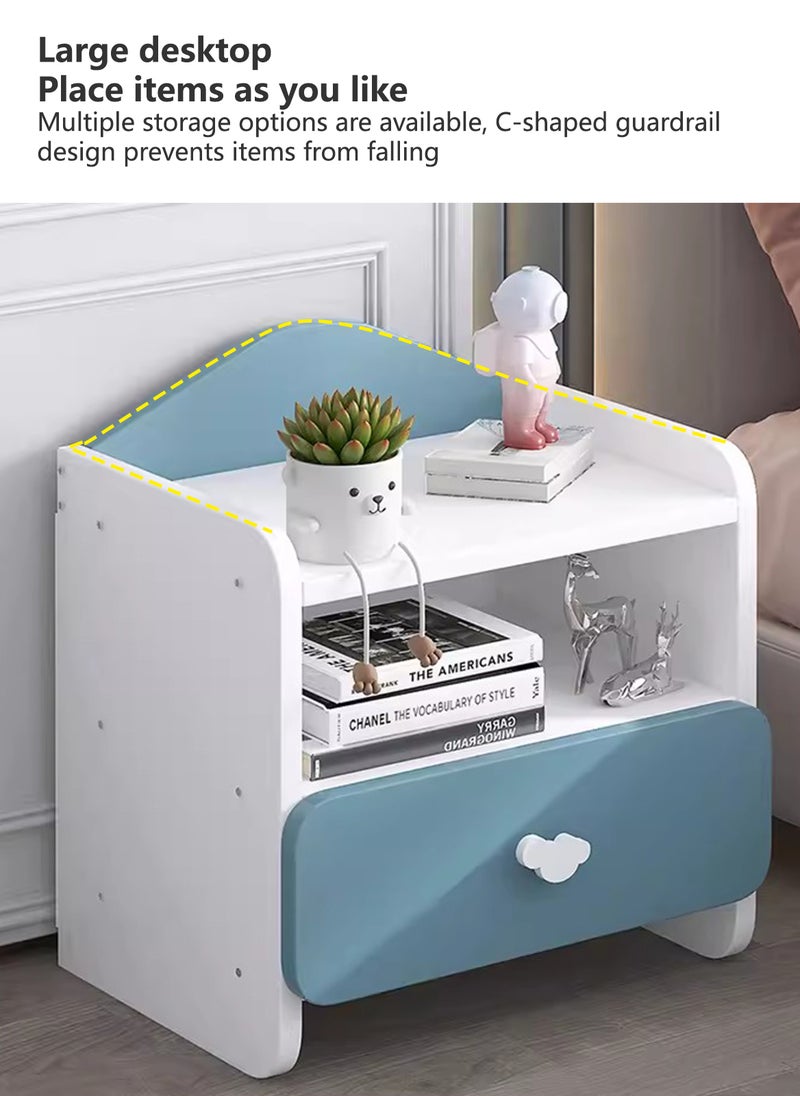 Sharpdo SHARPDO Simple Modern Bedroom Bedside Table Small Storage Cabinet, C-Shaped Guardrail Design, with Single Drawer 40*30*45CM  - Image 4