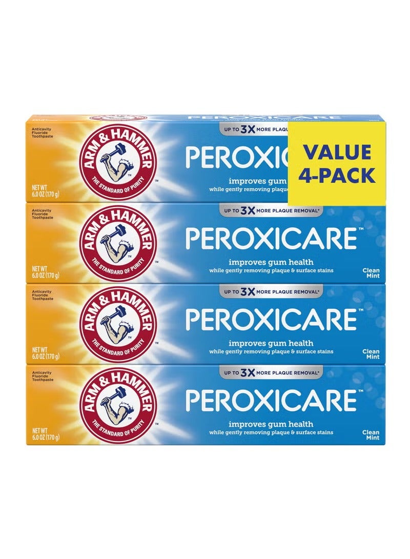 Arm & Hammer معجون أسنان بيروكسي كير من آرم آند هامر، بنكهة النعناع المنعش، عبوة من 4 قطع