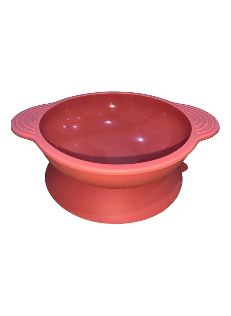 Generic Silicone Feeding Bowl with Suction Cup for Infants, BPA Free, Microwave and Dishwasher Safe, Heats up to 230° (Red)  - Image 1