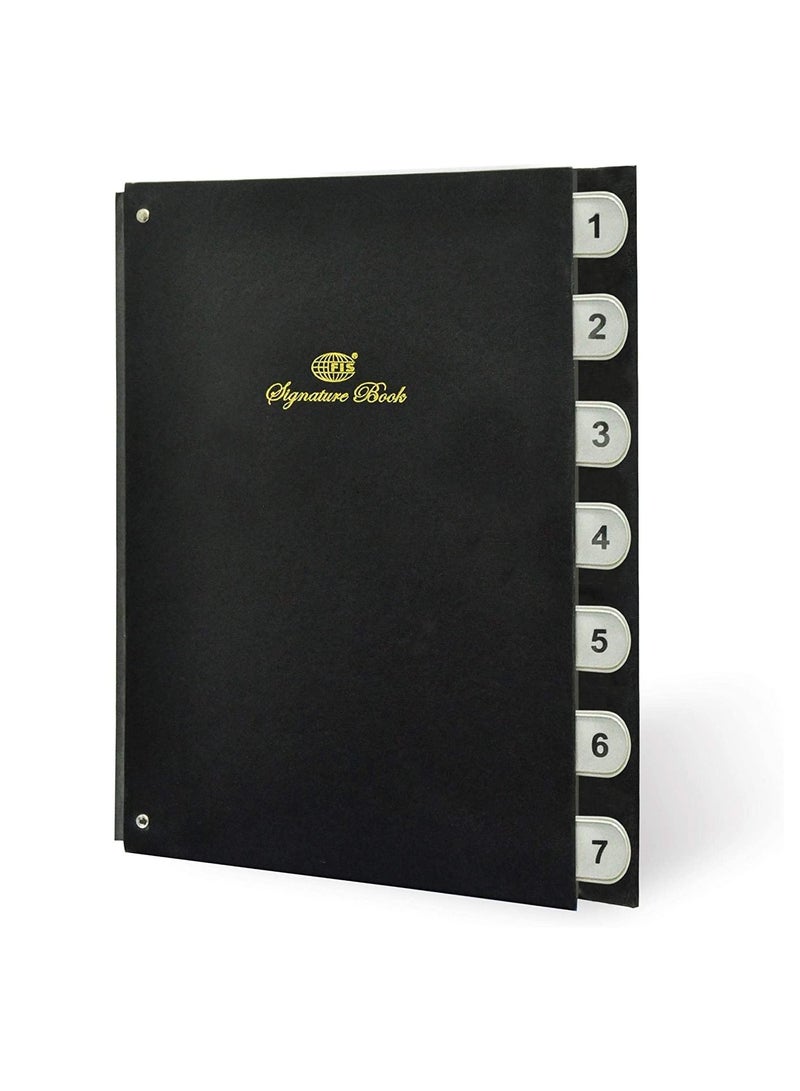 FIS Signature Book, Vinyl Material Cover, 7 Sheets (1-7), Black Color, 240 x 340 mm - FSCL1-7 - Image 1