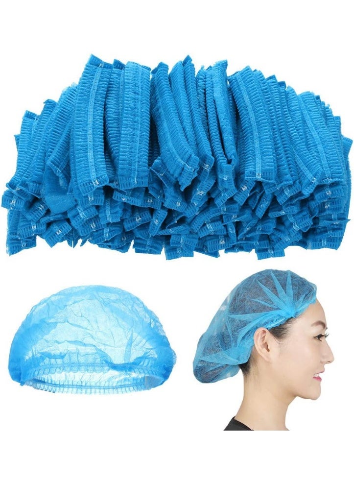 Meetion 100Pcs 21" Disposable Cap Hair Net Cap Hair Hat Anti Dust Net Bouffant Cap Non-Woven Head Cover Hat Elastic Cleaning Hair Protect Hat Cap (Blue) - Image 1