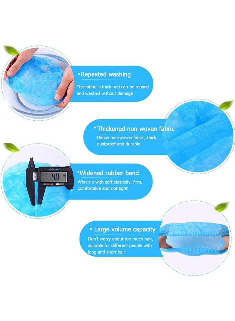 Meetion 100Pcs 21" Disposable Cap Hair Net Cap Hair Hat Anti Dust Net Bouffant Cap Non-Woven Head Cover Hat Elastic Cleaning Hair Protect Hat Cap (Blue) - Image 4