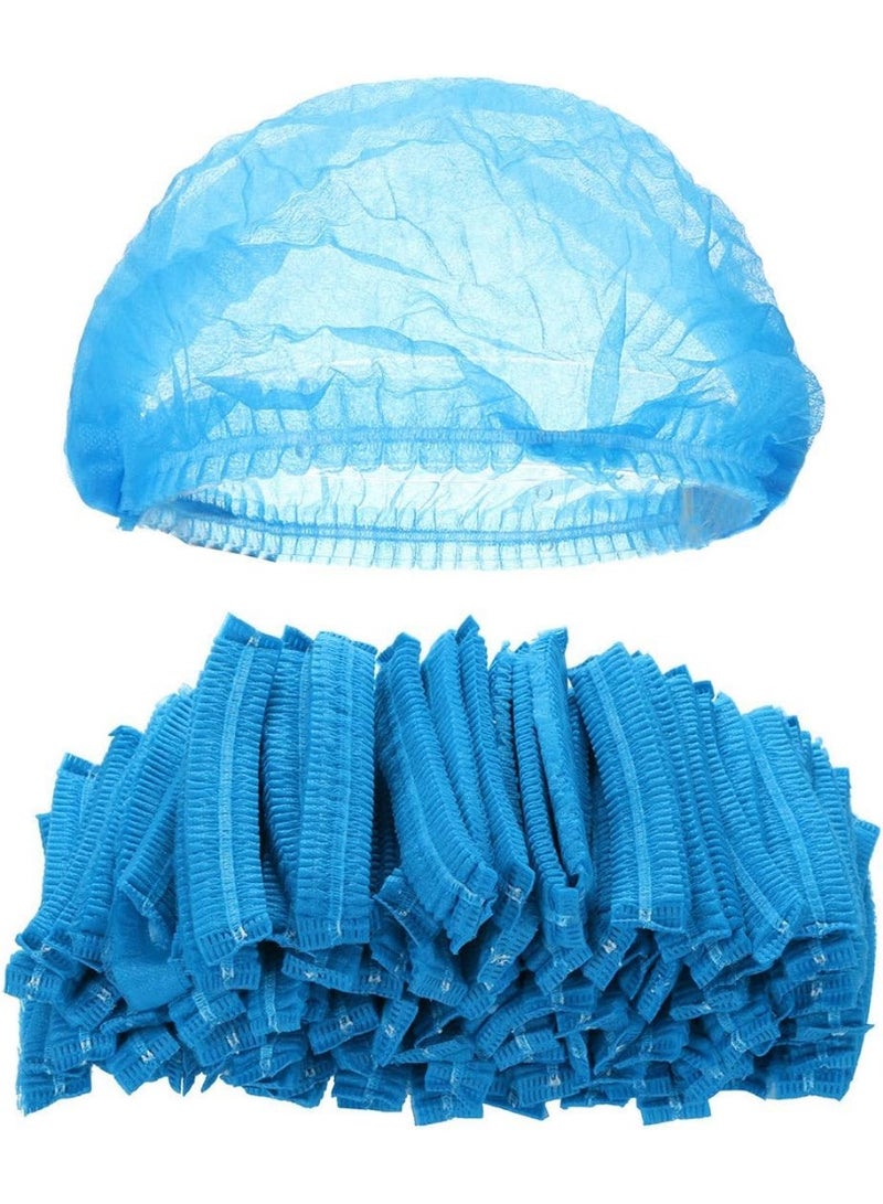 Meetion 100Pcs 21" Disposable Cap Hair Net Cap Hair Hat Anti Dust Net Bouffant Cap Non-Woven Head Cover Hat Elastic Cleaning Hair Protect Hat Cap (Blue) - Image 2