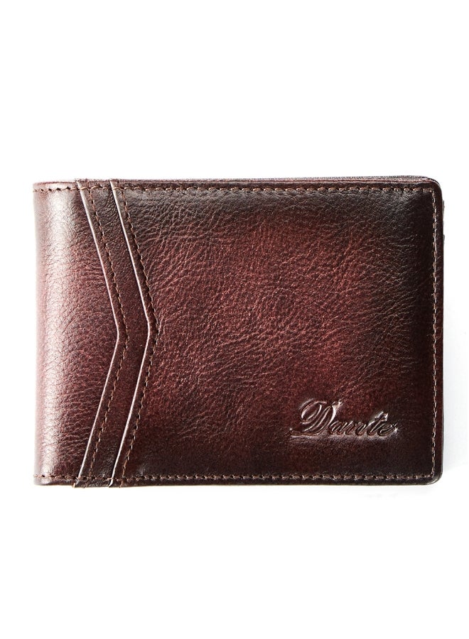 دانتي محفظة جلد البقر رقيقة مضادة للسرقة ومحفظة رخصة القيادة أفقية باللون البني - Image 1