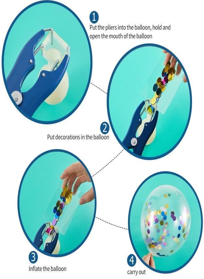 Minatee Balloon Expander Pliers Balloon Stuffing Tool Blue Stainless Steel Balloon Stretcher Sequin Filling Pliers for Filling Balloon Sequins Petals Home Party Activities(Extended Style) - Image 3