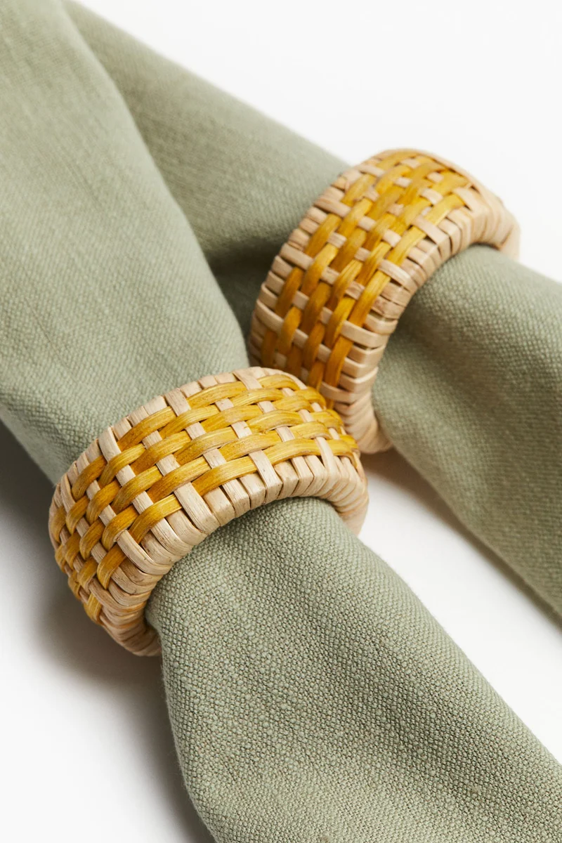 H&M 2-pack rattan napkin rings