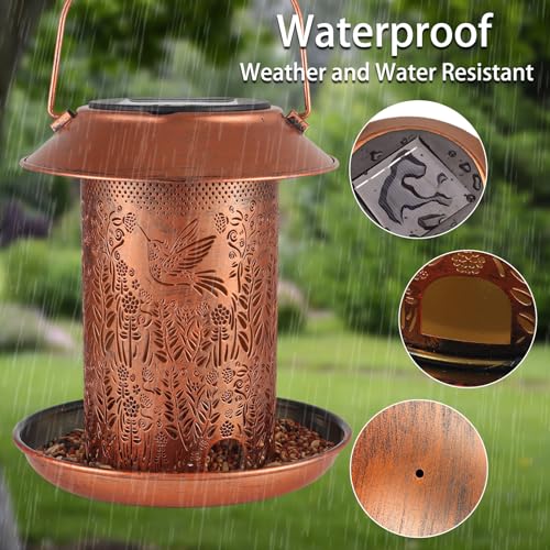 Tepaken Bird Feeders for Outdoors Hummingbird Garden Decor Mothers Day Birthdays Gifts for Women Mom Grandma Solar Lanterns Outdoor Waterproof Metal Solar Decoration OutsideLED Lanterns for Yard, Patio Deals - Image 4
