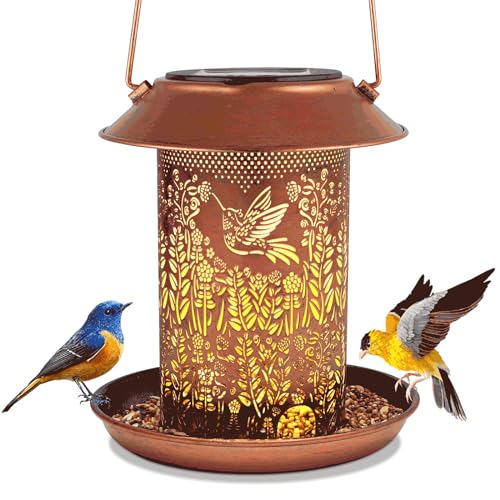 Tepaken Bird Feeders for Outdoors Hummingbird Garden Decor Mothers Day Birthdays Gifts for Women Mom Grandma Solar Lanterns Outdoor Waterproof Metal Solar Decoration OutsideLED Lanterns for Yard, Patio Deals - Image 1