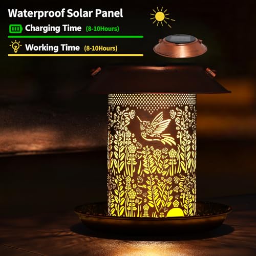 Tepaken Bird Feeders for Outdoors Hummingbird Garden Decor Mothers Day Birthdays Gifts for Women Mom Grandma Solar Lanterns Outdoor Waterproof Metal Solar Decoration OutsideLED Lanterns for Yard, Patio Deals - Image 3