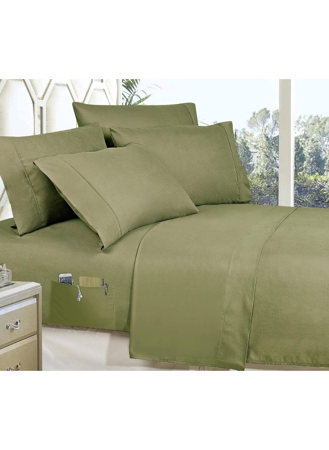 MattRest MattRest Luxury Silky Soft - Wrinkle Resistant 1500 Thread Count Egyptian Quality Super Soft Fade Resistant 4-Piece Bed Sheet Set, Deep Pocket, California King, Green  - Image 2