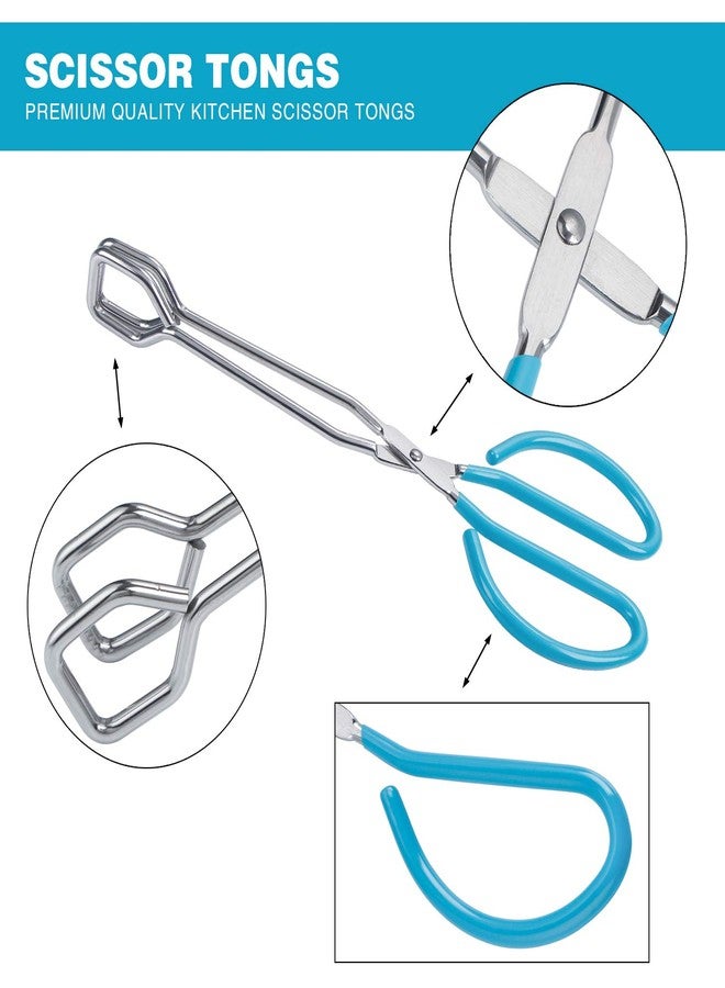 MSY BIGSUNNY ملقط مقص MSY BIGSUNNY، ملقط طبخ شديد التحمل بمقابض ناعمة (ستانلس ستيل، أزرق 10 بوصات) - Image 2