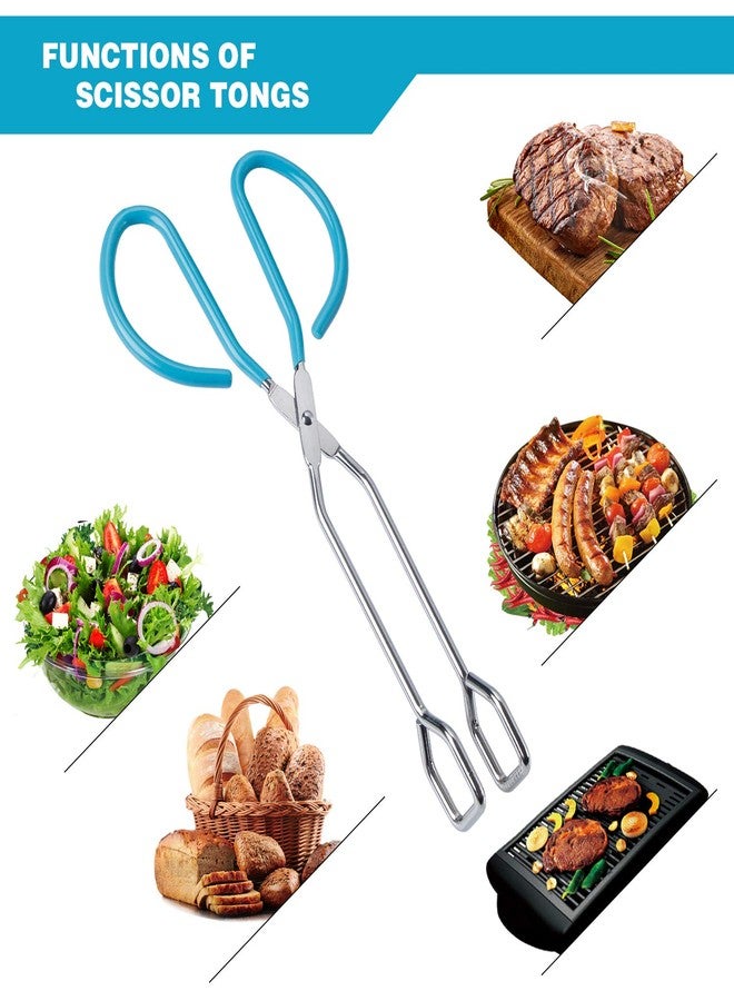 MSY BIGSUNNY ملقط مقص MSY BIGSUNNY، ملقط طبخ شديد التحمل بمقابض ناعمة (ستانلس ستيل، أزرق 10 بوصات) - Image 3