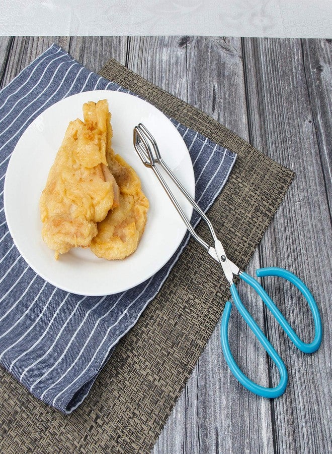 MSY BIGSUNNY ملقط مقص MSY BIGSUNNY، ملقط طبخ شديد التحمل بمقابض ناعمة (ستانلس ستيل، أزرق 10 بوصات) - Image 5