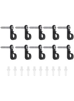 OCTOBER Indoor Outdoor Light Hanger Hooks,10 Sets Screw Hooks Clips for Hanging String Lights Fairy Lights Patio Light (Black)  - Image 1