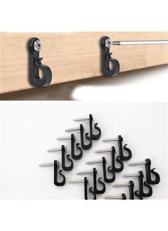 OCTOBER Indoor Outdoor Light Hanger Hooks,10 Sets Screw Hooks Clips for Hanging String Lights Fairy Lights Patio Light (Black)  - Image 2