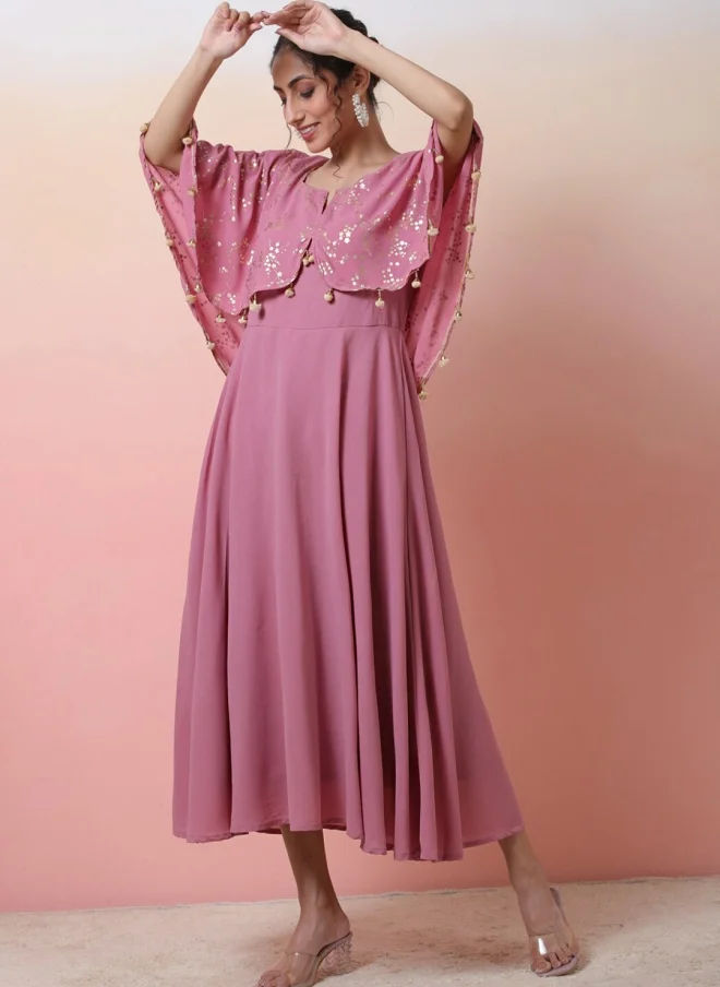 AKS Pink Maxi Ethnic Dress for Women