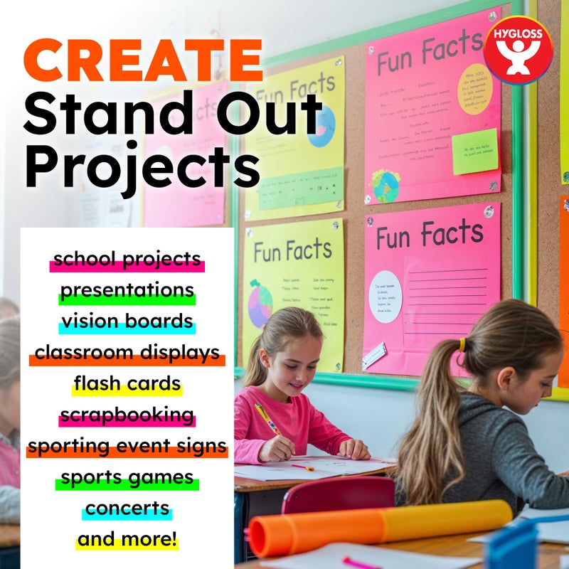 Hygloss Medium Poster Board 11x14 - 25 Assorted Neon Color Poster Boards Bulk Pack - 10 Pt. Thickness Colored Poster Board Paper for Projects, Signs, Displays - Posterboard Multipack 11" x 14" - Image 4