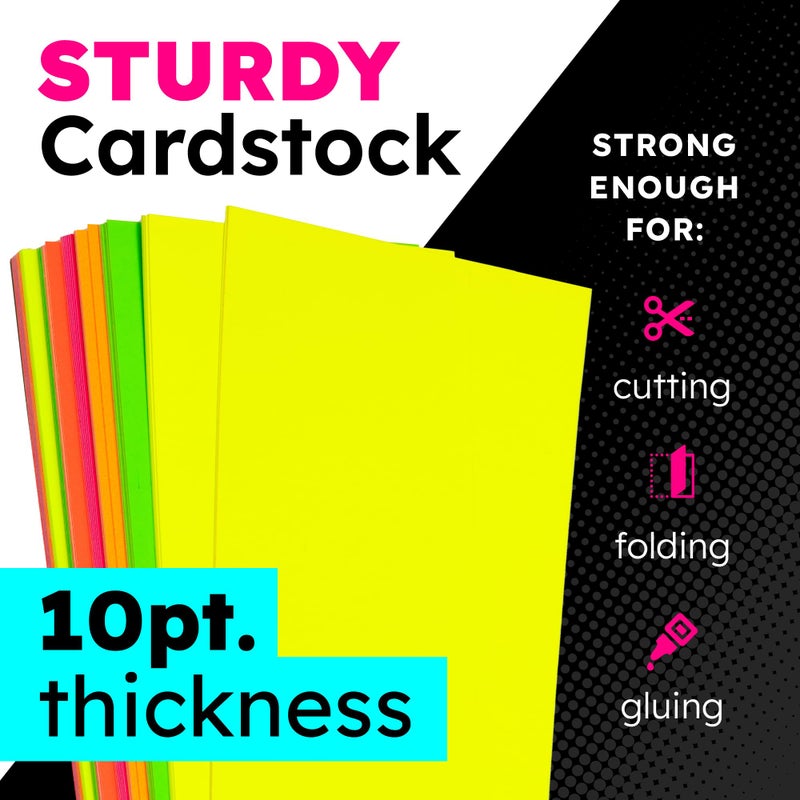 Hygloss Medium Poster Board 11x14 - 25 Assorted Neon Color Poster Boards Bulk Pack - 10 Pt. Thickness Colored Poster Board Paper for Projects, Signs, Displays - Posterboard Multipack 11" x 14" - Image 3