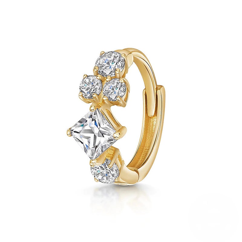 S925 Silver Cartilage Zircon Diamond Hoop Earrings #13 Gold-single