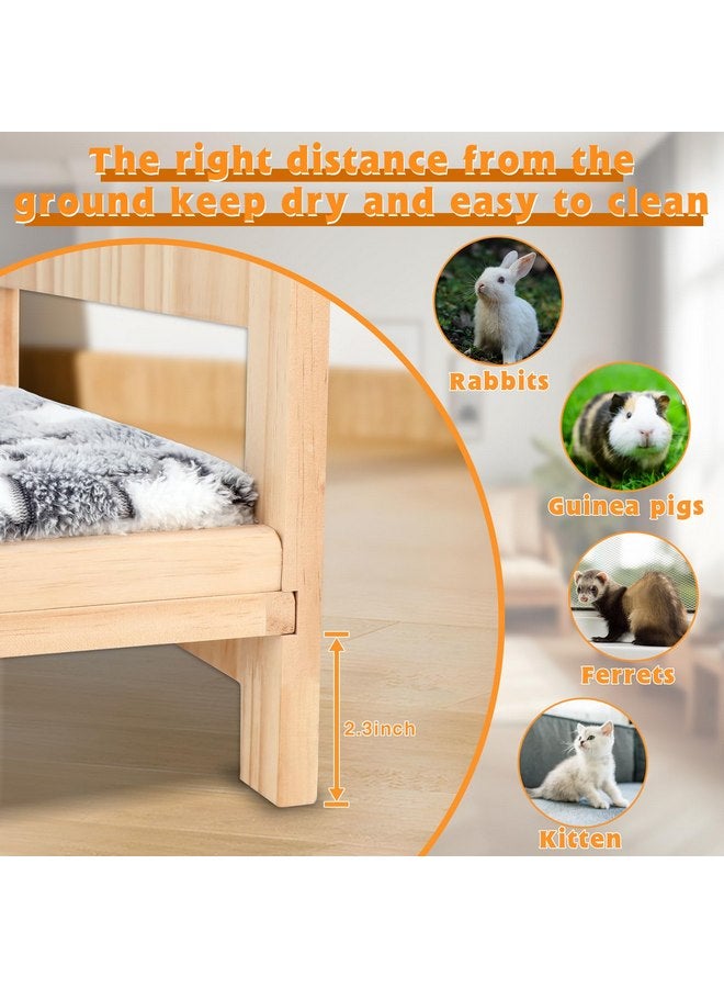 BWOGUE Large Wooden Rabbit Bed, 2 in 1 Folding Wooden Pet Bed with Removable Cushion Small Animals Bed for Rabbits Bunny Guinea Pigs Kittens Puppy Sleeping Habitat (20.5" x 14.3") - Image 5