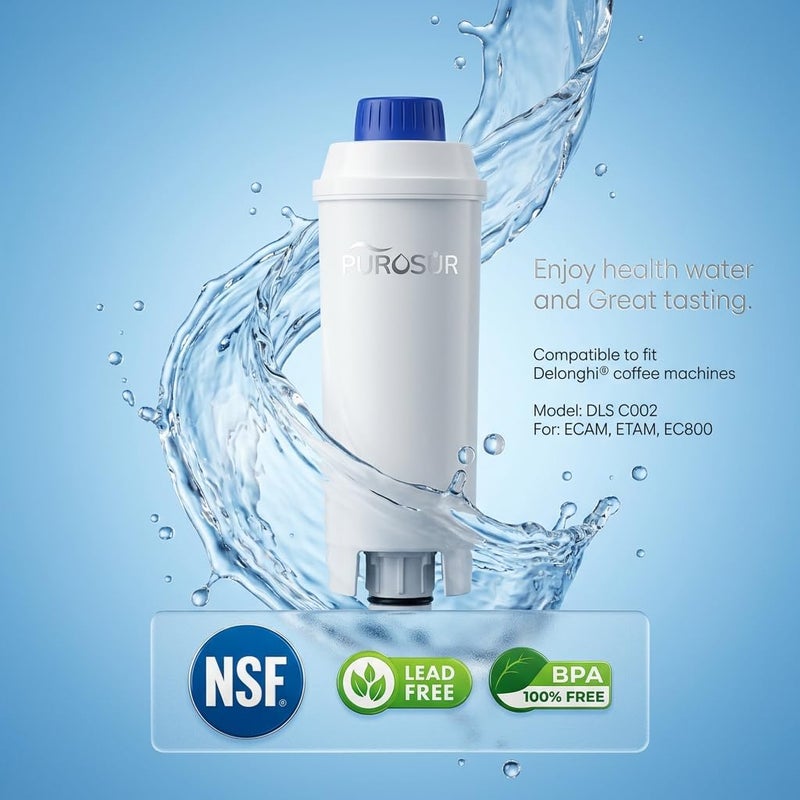 PUROSUR Compatible De'Longhi 5513292811 Water Filter for DELONGHI De'Longhi DLS C002 CFL-950 / SER3017 (Pack of 2) - Image 2